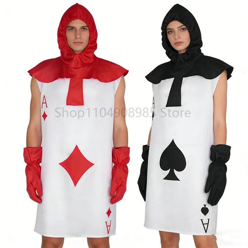 

Poker Cards Cosplay Unisex Costume Peach Heart A Diamonds A Stage Performance Soldier Role Outfit With Hood And Gloves For Adult