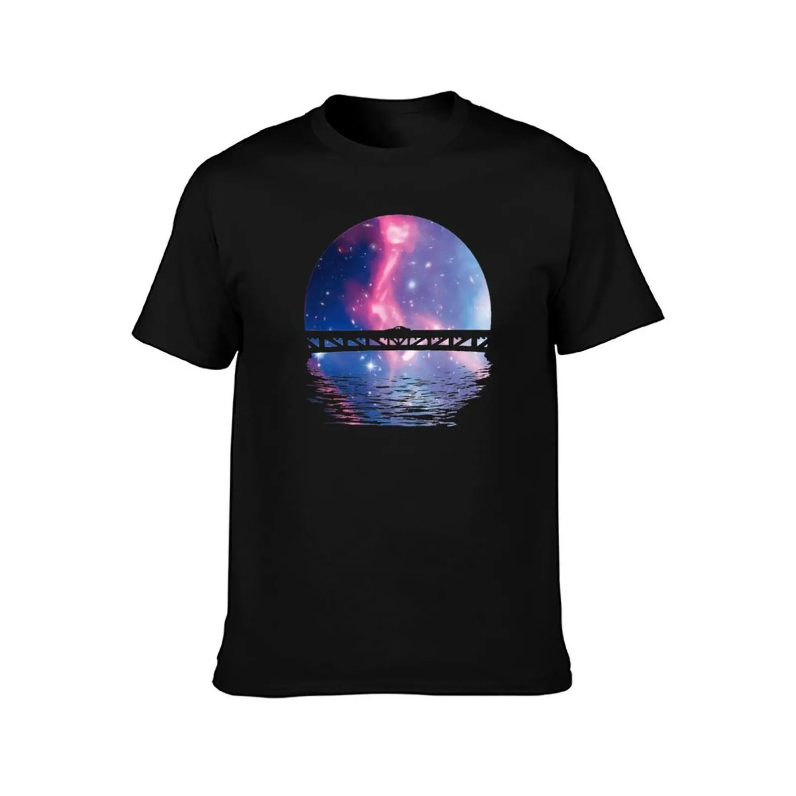 Space Drive On The Bridge Synthwave Retrowave T-Shirt, Summer Casual Cotton Tee, Oversized Streetwear Tops, Unisex Men Women