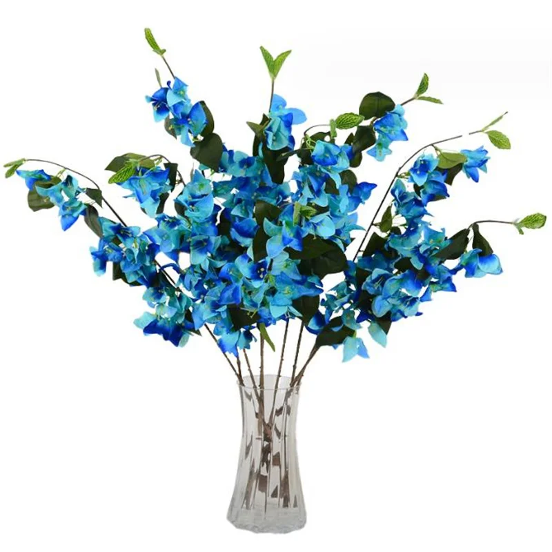 10p Faux Single Stem Bougainvillea Speetabilis Simulation Climbing vine Bougainvilleas Green Leaf for Wedding Flowers