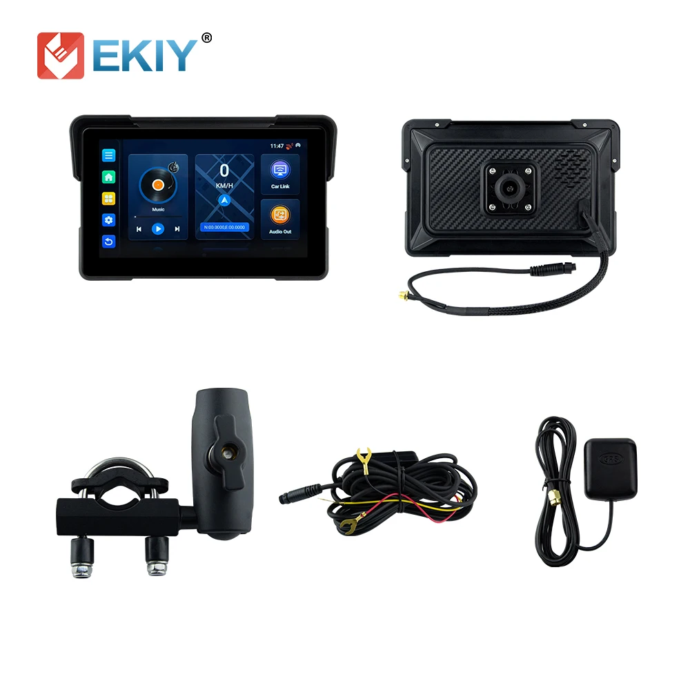 EKIY 7.0 "Draadloze CarPlay Moto Android Auto Android 13.0 Draagbare Digitale Motorfiets Dashboard GPS Navigatie Scherm