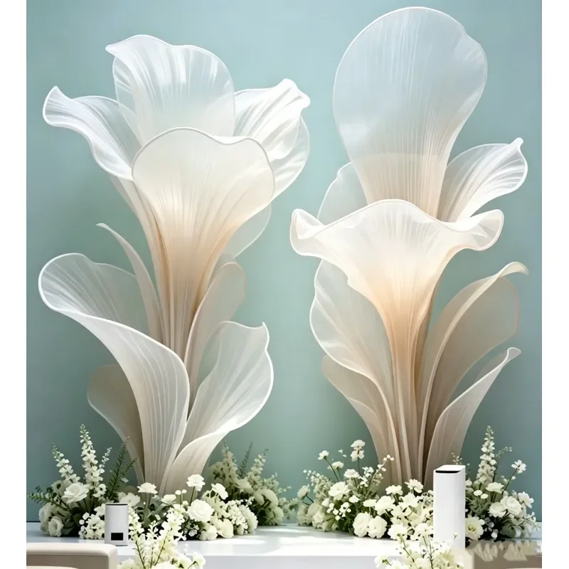 H839 2026 Outdoor Wedding Organza Flower Decor - Wind-Resistant Semi-Transparent Floral Backdrop for Garden & Mountain