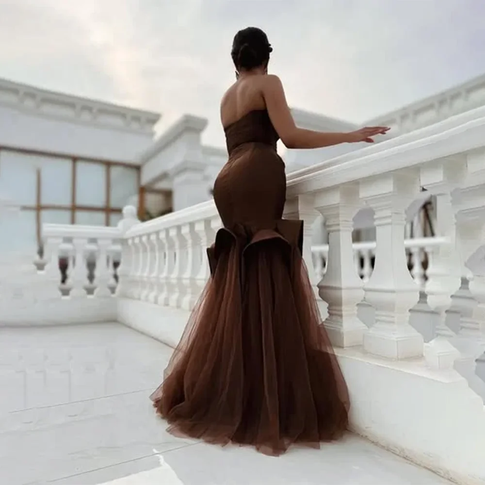 Mermaid Sweetheart ชุดราตรีอย่างเป็นทางการ Party Prom Gowns Strapless Zipper แขนกุดค็อกเทลชุดราตรีชุดราตรีที่กําหนดเอง