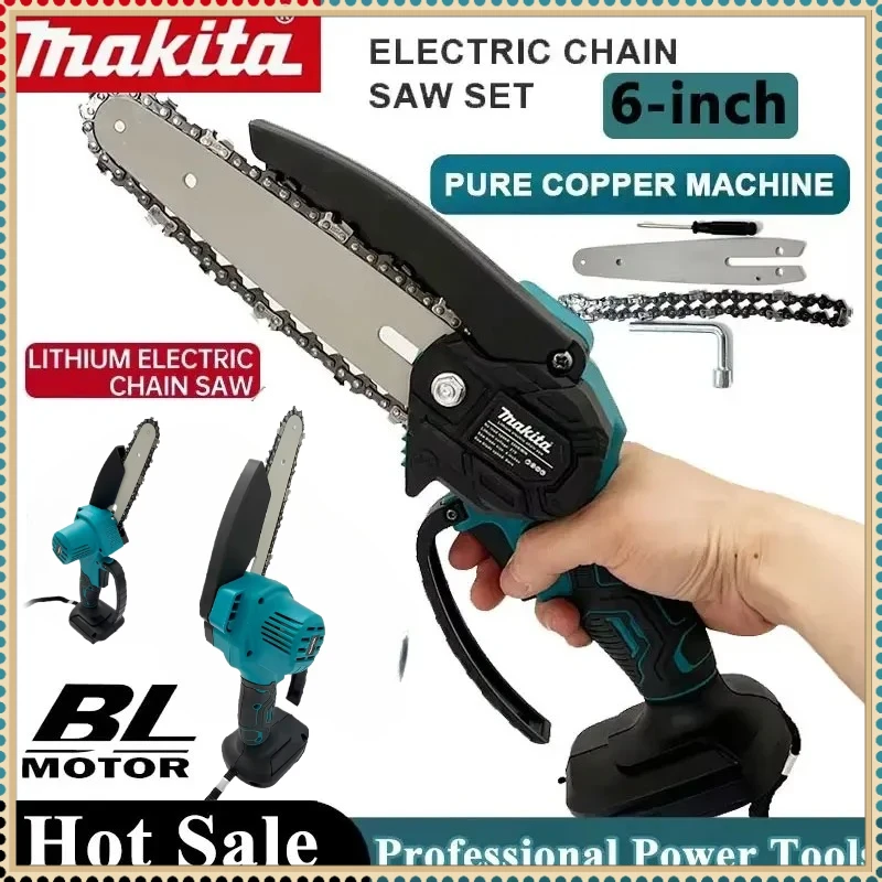 

Makita Wood Logging Chain saw 6 Inch Chain Saw Electric Saw Handheld PortableGarden Pruning Wood Power Tool