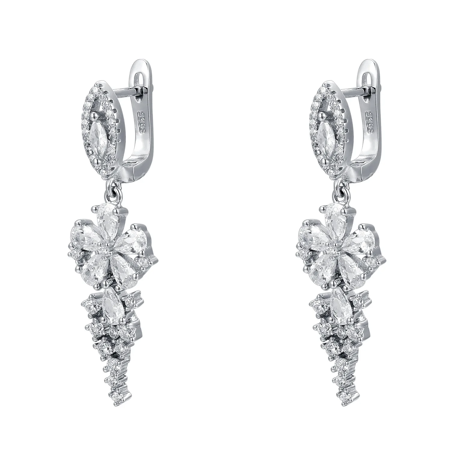 

2023 Hot Selling Sterling Silver 925S Long Floral Diamonds Earrings for Women Exquisite Fashion niche Retro Style Jewelry