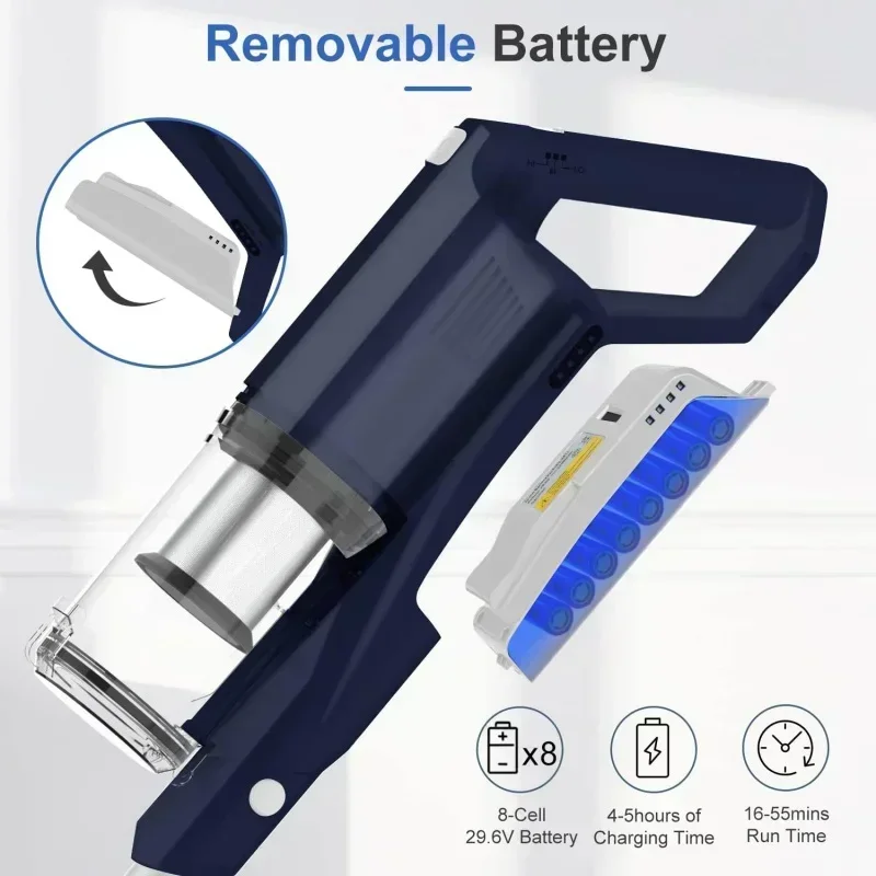 Беспроводной пылесос D2Bwhall, бесщеточный двигатель с всасыванием 25 кПа, 280 Вт, пылесос 4 в 1, ручной пылесос до 55 минут