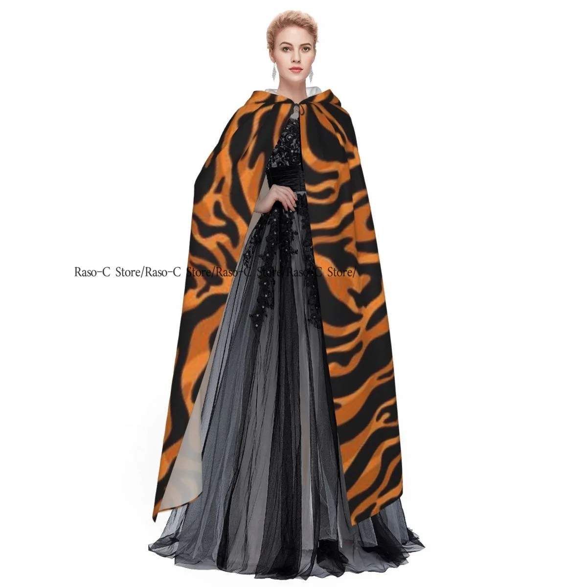 عباءة بنمط جلد الحمار الوحشي للبالغين من الجنسين مع غطاء رأس طويل للساحرة