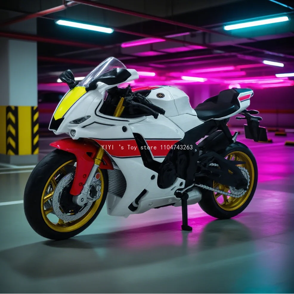 

1:12 Yamaha YZF-R1M 60th Anniversary Racing Motorcycles Alloy Motorcycle Model Shock Absorbers Collection Kid Gift 25A28