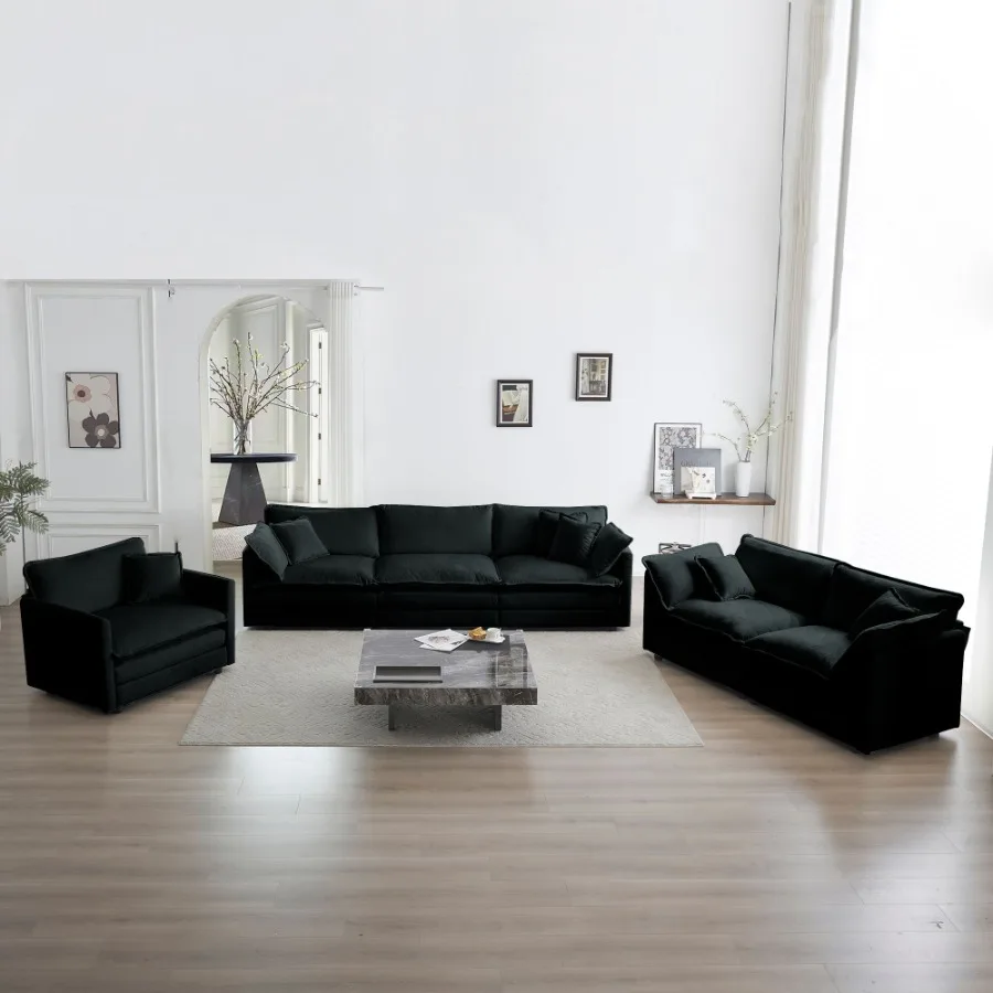 

Modern Sofa Couch 3 Piece Set Extra Deep Seat Sectional Sofa for Living Room Oversized Sofa 3 Seat Sofa Loveseat and Single Sof