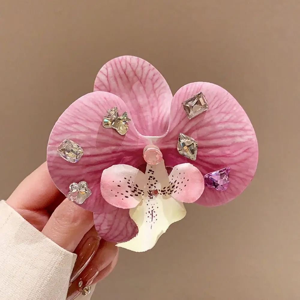 Butterfly Orchid Orchid Flower Hairpin Crystal Sweet Seaside Vacation Headwear Korean Style Hair Accessories Duckbill Clip