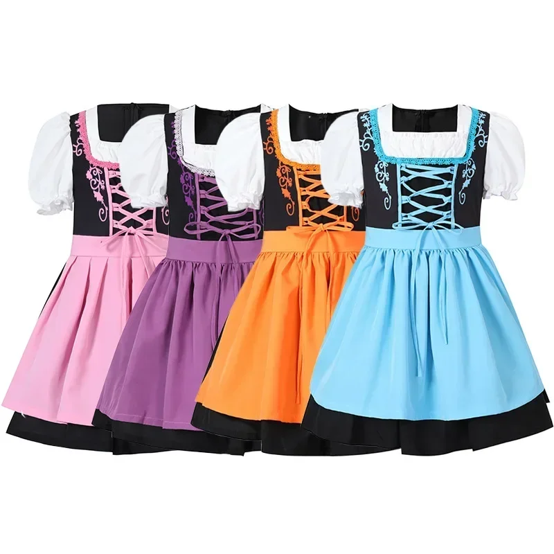 Child German Dirndl Dress Beer Festival Maid Dress Oktoberfest Girls Costume Cosplay Costume Party Dress