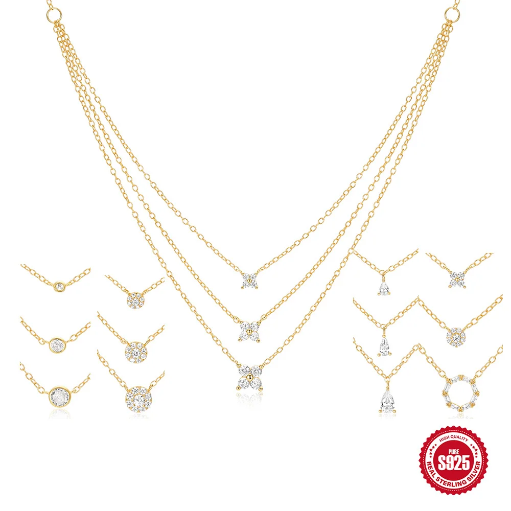 

Korean Women's Short Accessory Necklace, S925 Sterling Silver, Minimalist Temperament Fashion Zircon Collar Chain