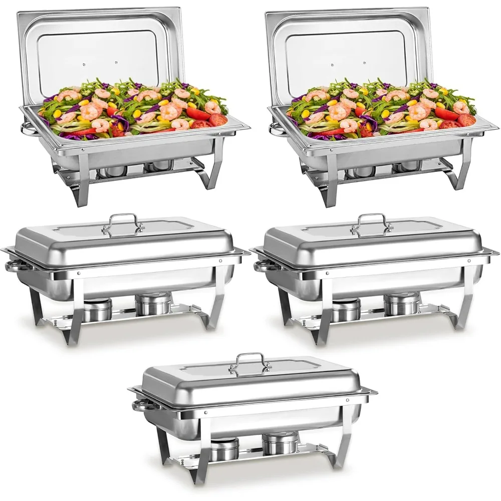 

Chafing Dishes for Buffet 5 Pack, 9 QT Full Pan Stainless Steel Chafing Dish Buffet Set Sturdy and High Grade Chafers and Buffet