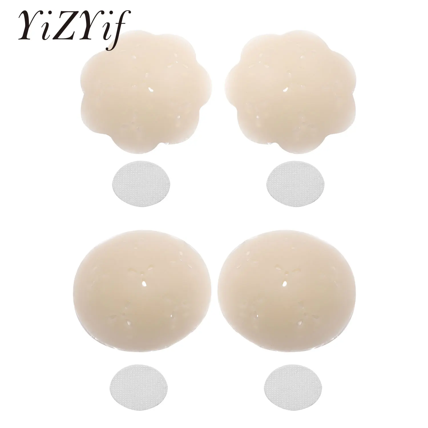 

Women Ultra-Thin Invisible Silicone Nipple Stickers Breathing Holes Lift Bra Pasties Pad Petal Mat Sticker Reusable Nipple Cover