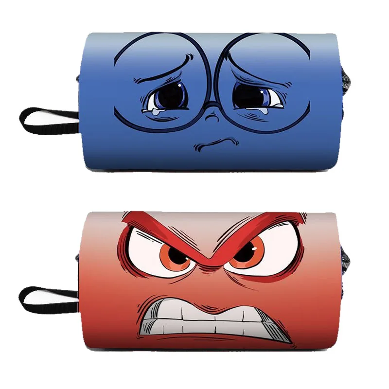 Inside Out Cartoon Animation Peripheral Pencil Bag Student Large Capacity Three-In-One Roll Portable Pencil Bag Stationery