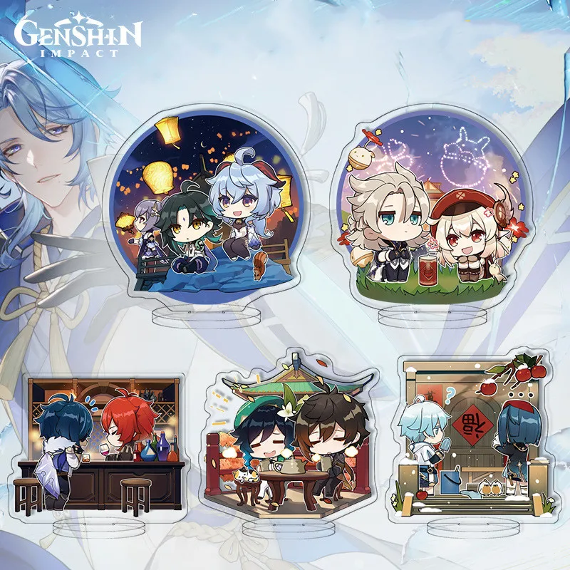 Hu Tao Klee Qiqi Tartaglia Figurka anime yuan shen Zabawka Figurki Kobieta Figurka akcji Stojak Figurka Model Lalka Zabawki Akryl