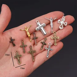 20 Pieces / Religious Classic Small Cross Craft Earrings Cross Medal Jesus Cross Necklace Handmade Medal Jewelry Cross