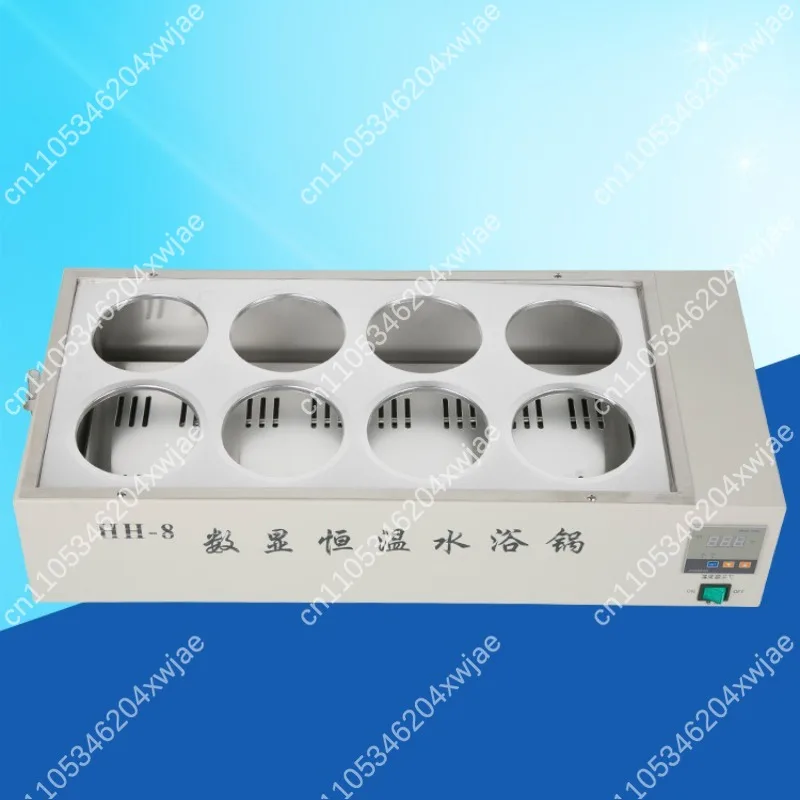 Compact Digital Display Constant Temperature Water Bath 8 Holes Dual Row for Laboratory Sample Heating and Incubation