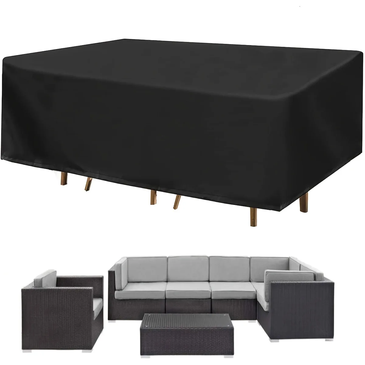 Multi-size Large Rectangular Table Cover Durable Garden Furniture Protective Cover UV Protection Suitable for Outdoor Use