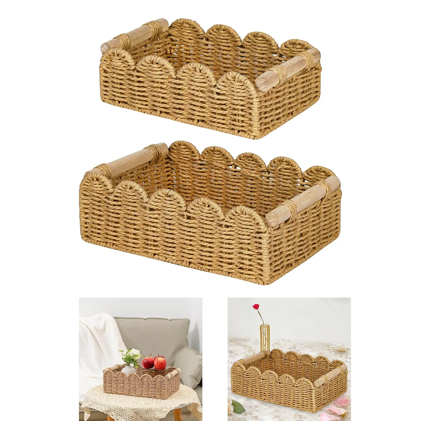 Multi Functional Paper Rope Basket Decorative Storage Organizer Bin for Kitchen Bedroom Toilet Hand Towel Gift Home Decor