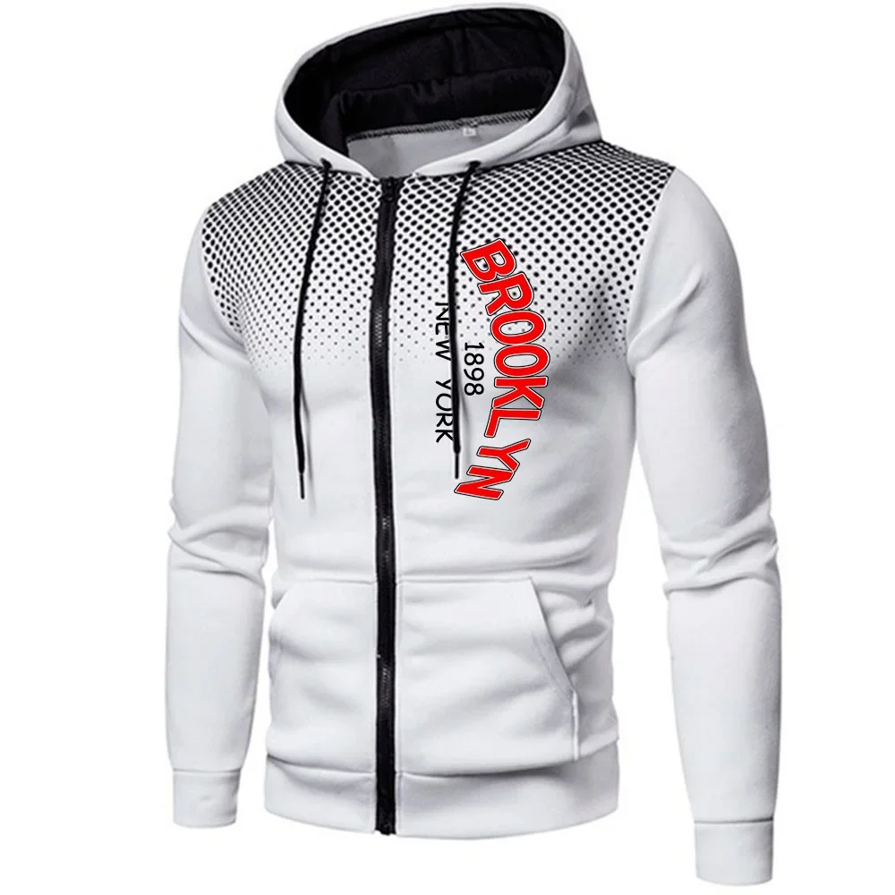 Herbst-Winter-lässige sportliche Jacken für Männer, 2025, neue Mode, Brooklyn Herren-Kapuzenpullover mit Reißverschluss, hochwertiger Kapuzen-Langarmmantel