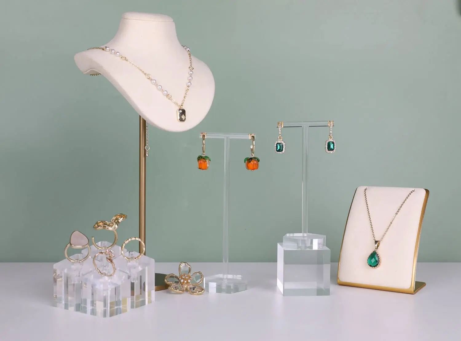 Bamboo Necklace Display Chain Bust Stand Holder For Show Jewelry Organizer Model