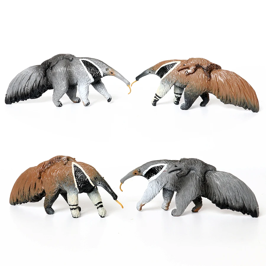 Realistic Wild Animal Model Plastic Anteater With Cub Toys Figure Figurine PVC Model  Educational Collection Kid Toy Gift