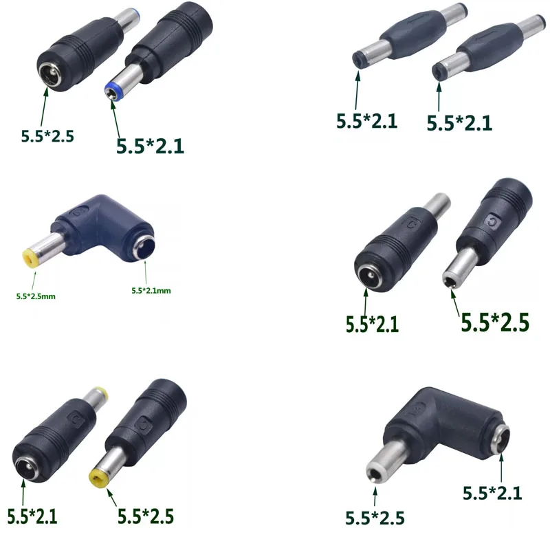 DC5.5*2.1mm Female to 5.5*2.1 mm Male DC Power Connector Adapter Laptop 90 Degrees12V Eblow Plug Charging For Computer 90W