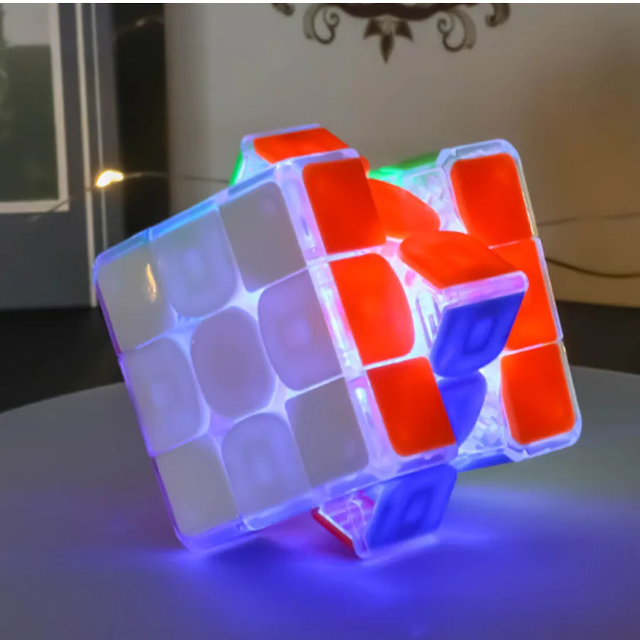 Sengso Magic Cube 3x3x3 큐브 Lustrous Cube Luminous Light Effect Magnetic 3x3 Magico Cubo Children\'s Puzzle Smooth Creative Toys