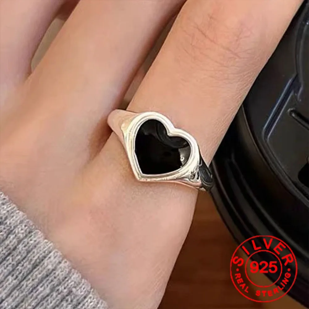 BF CLUB Silber Farbe Ringe Für Frauen Mädchen Weibliche Offene Minimalistischen Retro Herz Ring Kreative Anillos Bague Edlen Schmuck