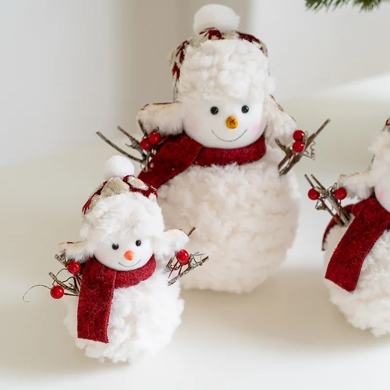 Christmas Snowmen Plush Decorations, Xmas Farmhouse Tiered Tray Tree Christmas Decor Collectible Figurines Home Tabletop