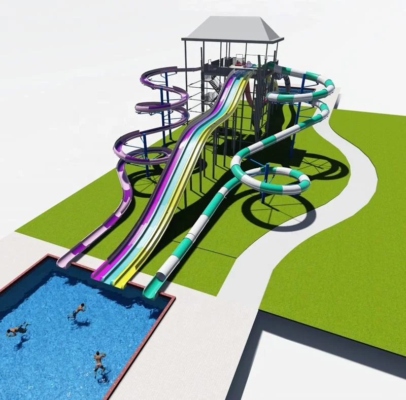 Large Aqua Park With Fiberglass Spiral Water Slide For Resort Hotel
