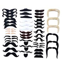 48Pcs 16 Different Styles Mustache Stickers Fake Beard Novelty Multipurpose Sturdy Lifelike Costume Props for Kids Adults