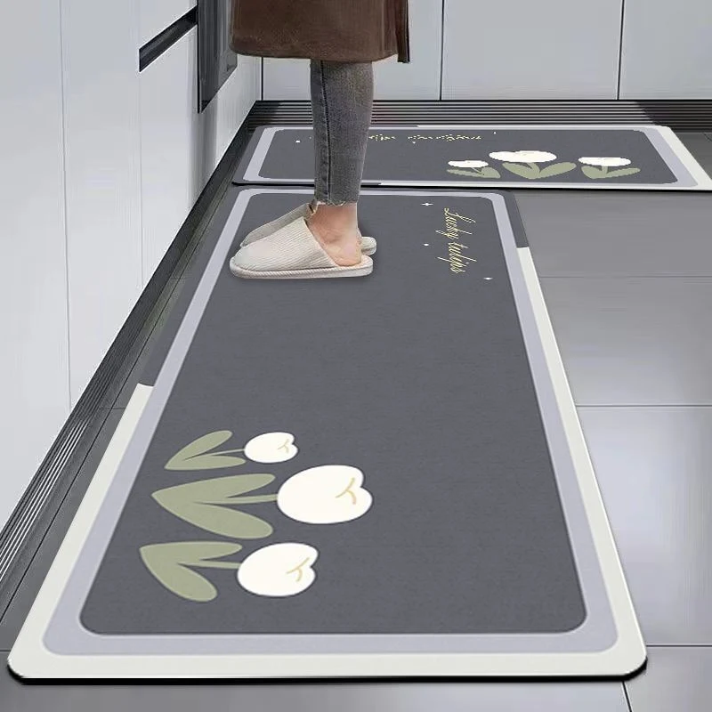 

Kitchen Floor Mat Modern Style Water-absorbent Oil-absorbent Quick-drying Carpet Diatom Mud Anti-slip Mats Long Decorative Rug