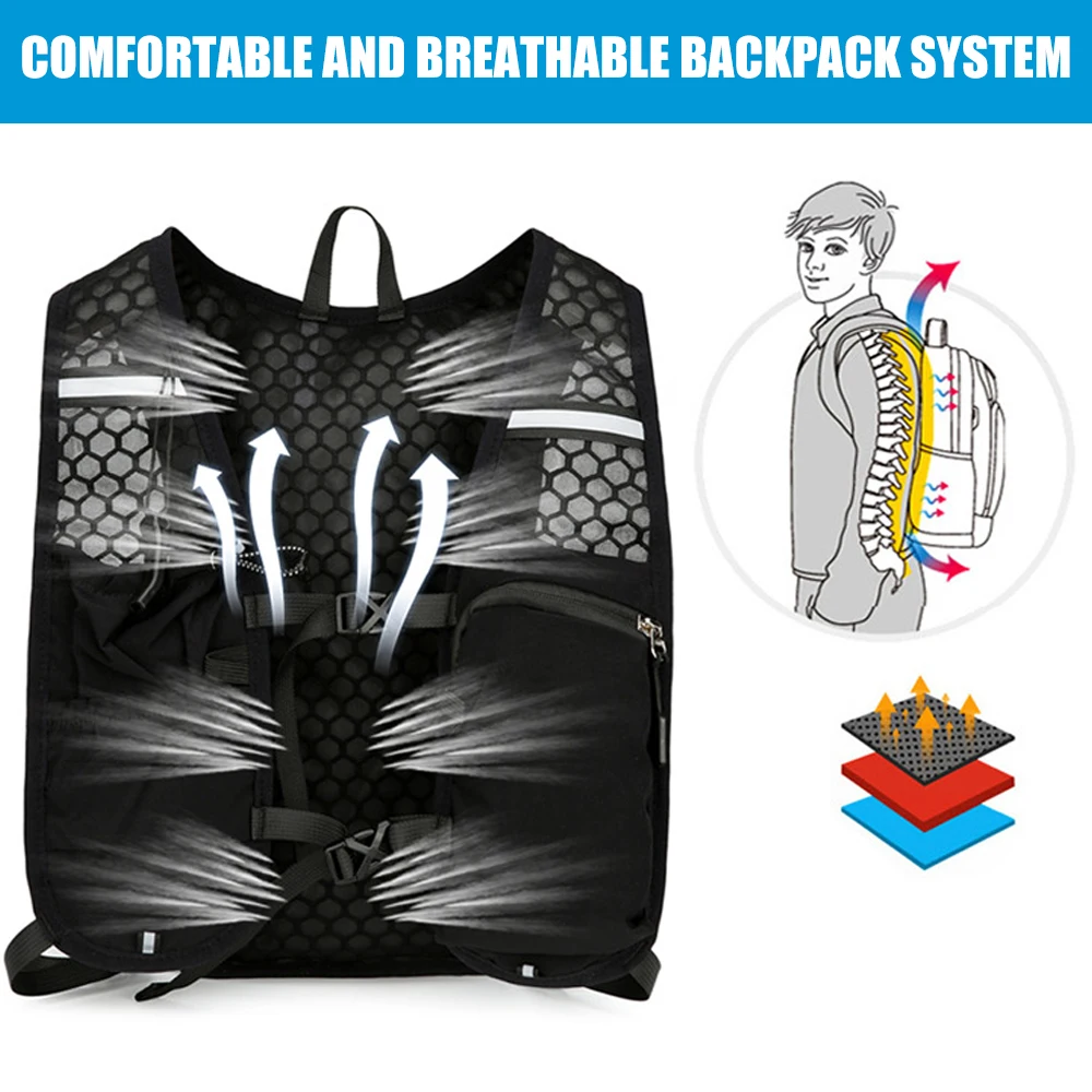 1PCS Running Vest for Women & Men, Lightweight Hydration Backpack Pack for Trail Running,Hiking,Cycling,Adjustable Fit ,Sports
