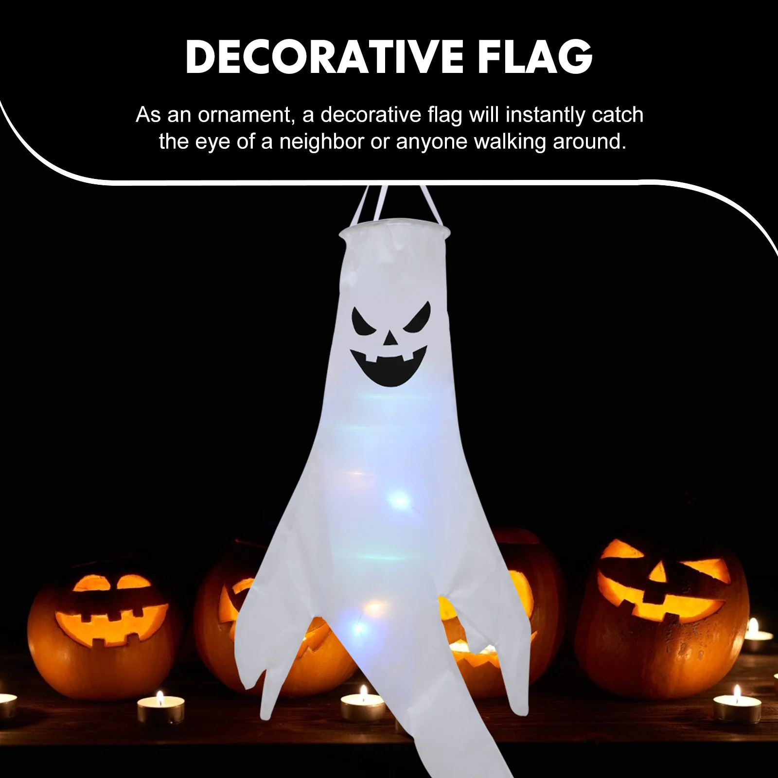 

4 Pcs Ghost Flags Windproof Polyester Halloween Decorations Outdoor HangingHaunted House Halloween Windsock Supplies