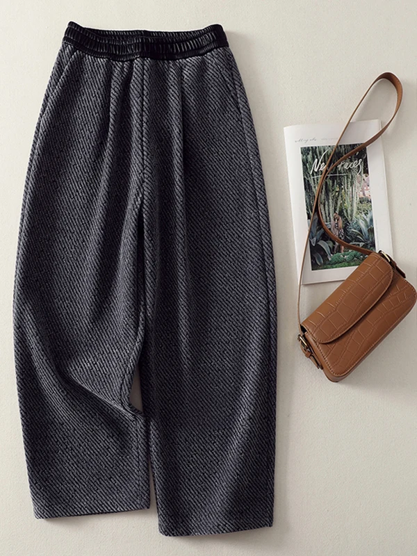 

Высококачественные женские осенне-зимние новые шерстяные брюки Harlan с девятью точками, свободные повседневные брюки с эффектом похудения, повседневные женские брюки...