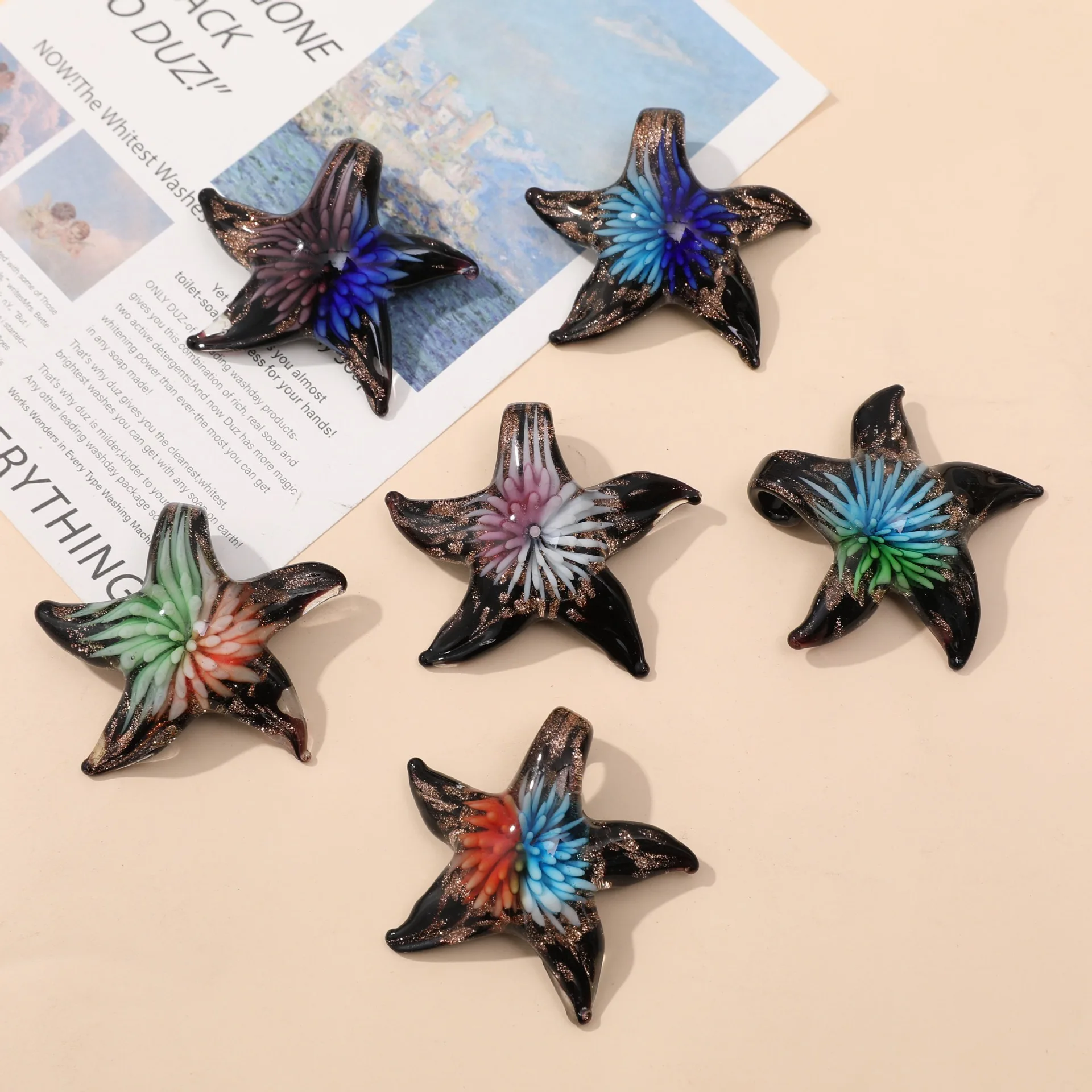 Starfish Custom Glass Pendant for Home Decoration and Jewelry Making