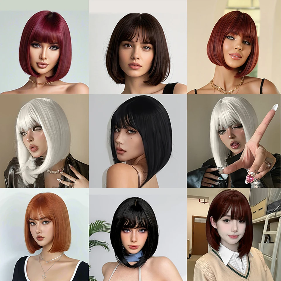 

Synthetic 10 inch short Bob wig fashionable and natural simulation bob wig suitable for women's party wear