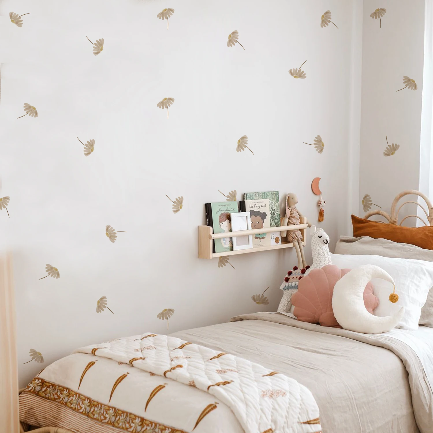 Boho Falling Flowers Wall Stickers for Children\'s Room Home Decor Living Room vinilo decorativo pared infantil Kids Stickers