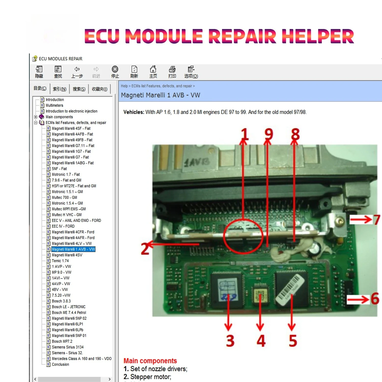 ECU MODULES Repair Helper E-Book ECU Repair Software ECUs Pinout Immo Location Including Multimeters Transistor EEprom Defects