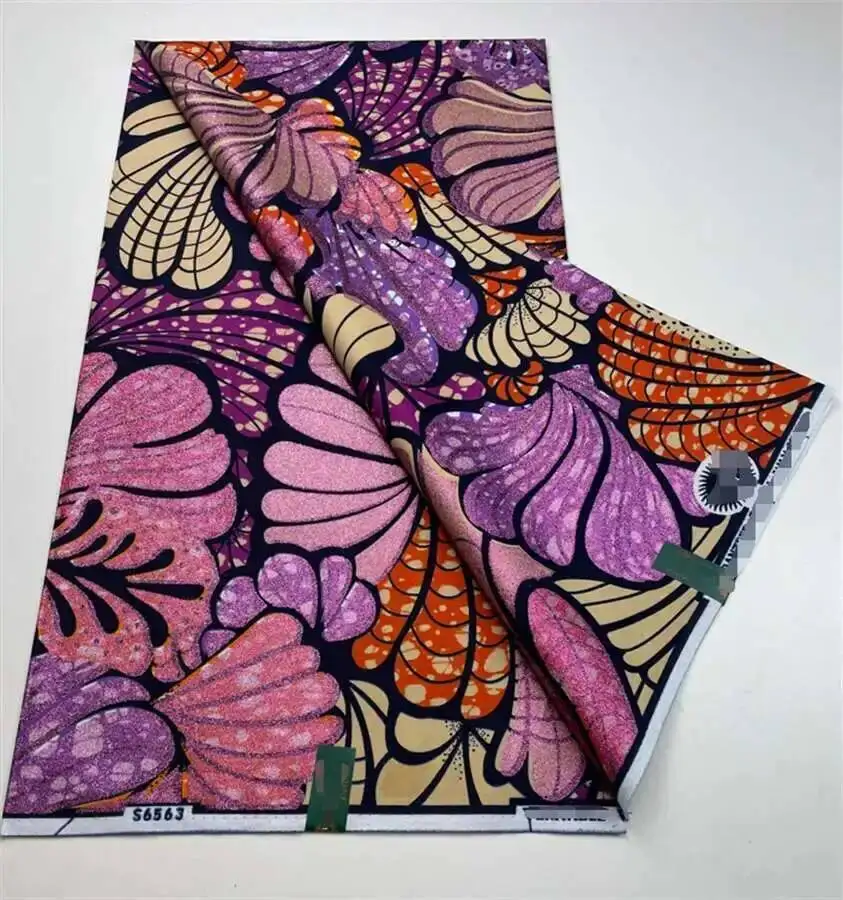 

2025 New Nigerian African Wax Fabrics Cotton Print Wrap Batik Ankara High Quality Original Veritable Super Golden Material