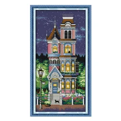 A quiet night cross stitch kit building counted white18ct 14ct 11ct printed embroidery DIY handmade needlework craft tool decor