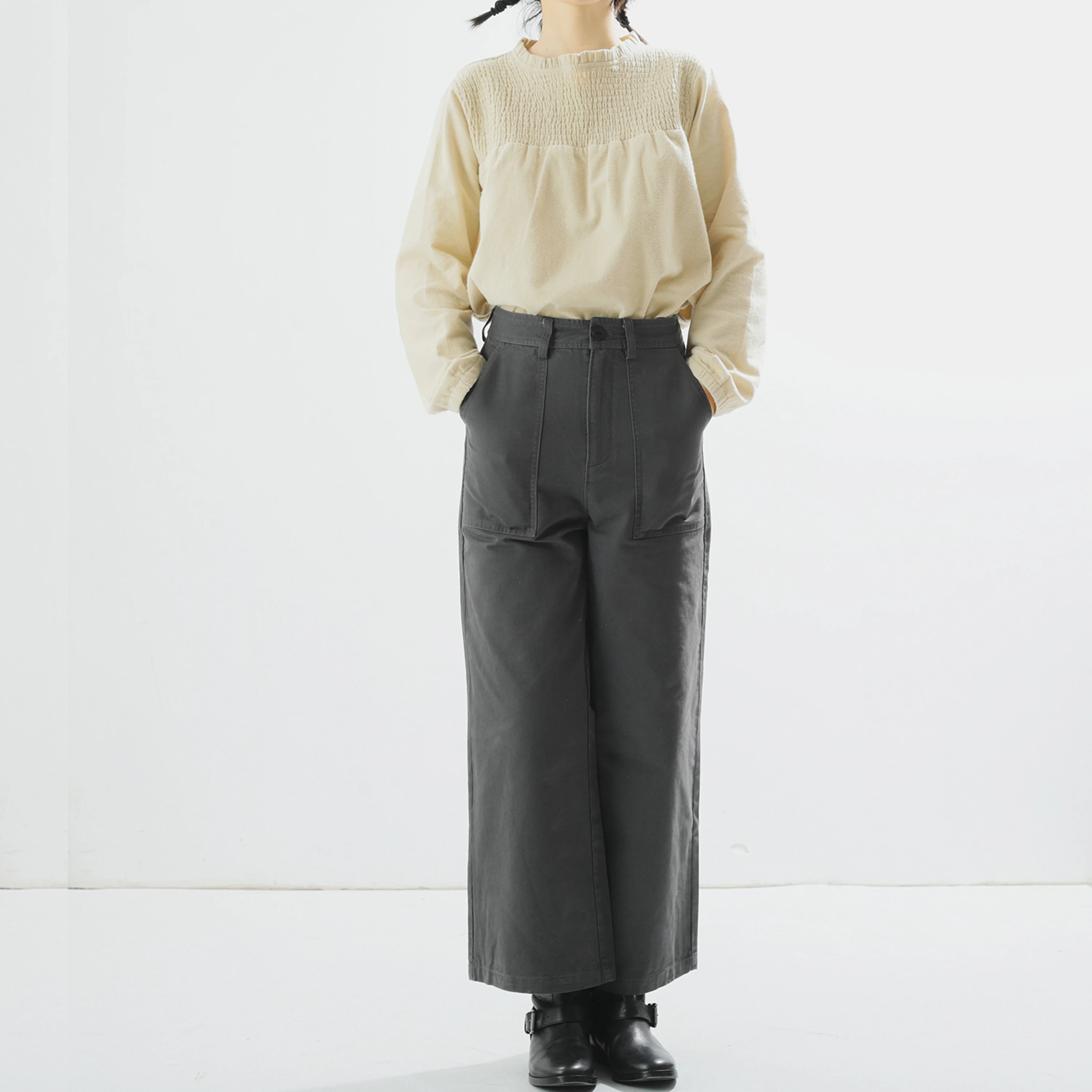 

Женское хлопковое платье Coudre Vintage Girl Artistic из смесового хлопка с воротником-рюшами, цвет бежевый, стандартный крой, длинный рукав