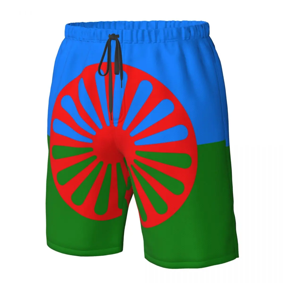 Romani People Rom Gypsy Flag Mens Swim Trunks Qucik Dry Board Beach Shorts Bathing Suit for Men Boardshorts Lightweight