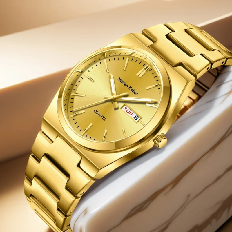 Fashion New Stainless Steel WatchIPElectroplated Calendar Quartz Men's Watch