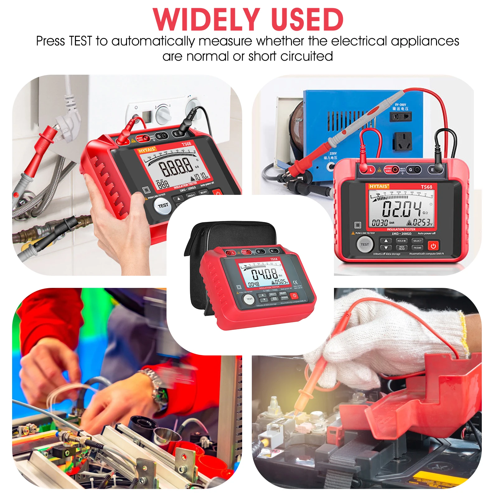 TS58 Digital Insulation Resistance Tester - 600V AC/DC Megohmmeter with Large LCD, 0.1MΩ to 20GΩ Range, Perfect for 250V/500V/