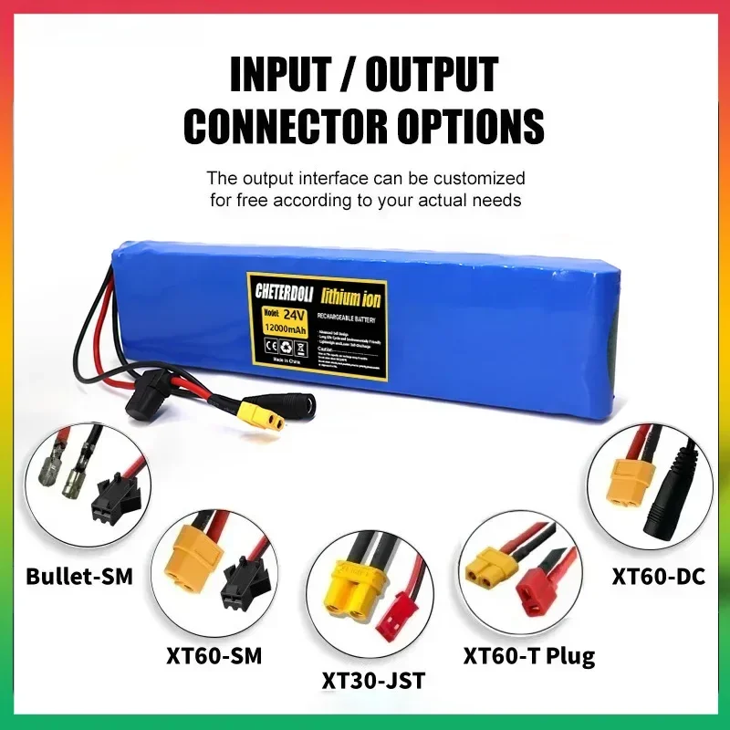 

Aleaivy 15A BMS 24V Lithium Battery Pack 18650 7S4P 12Ah Rechargeable with Fuse Holder+29.4V Charger for 250W/500W Battery Packs