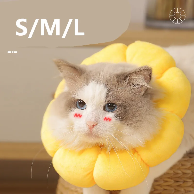 Xs/s/m/l Sonnenblumen-Haustier halsband verstellbares Anti-Biss-Anti-Leck-Wundheilungs-Katzen schutz