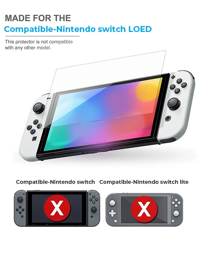 2PCS Tempered Glass Screen Protector Compatible Nintendo Switch OLED 9H HD Clear Glass Film for Nintendos Switch OLED image 4