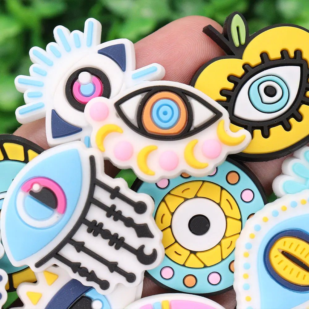 6-35Pcs Blue Evil Eyes Hand PVC Adult Shoes Button Charms Fashion Slipper Buckle Decorations DIY Cool Holiday Gift